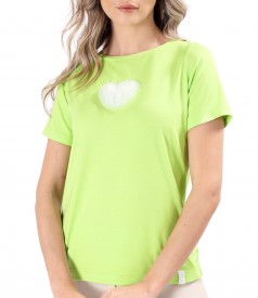 Elastic jersey blouse with decorative tulle heart