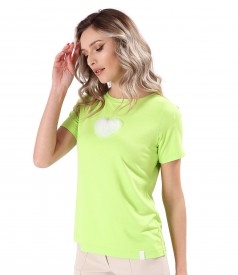 Elastic jersey blouse with decorative tulle heart