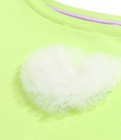 Elastic jersey blouse with decorative tulle heart