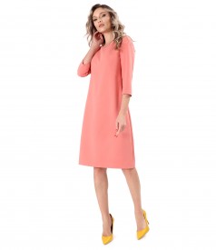 Flared office dress made of elastic fabric with viscose