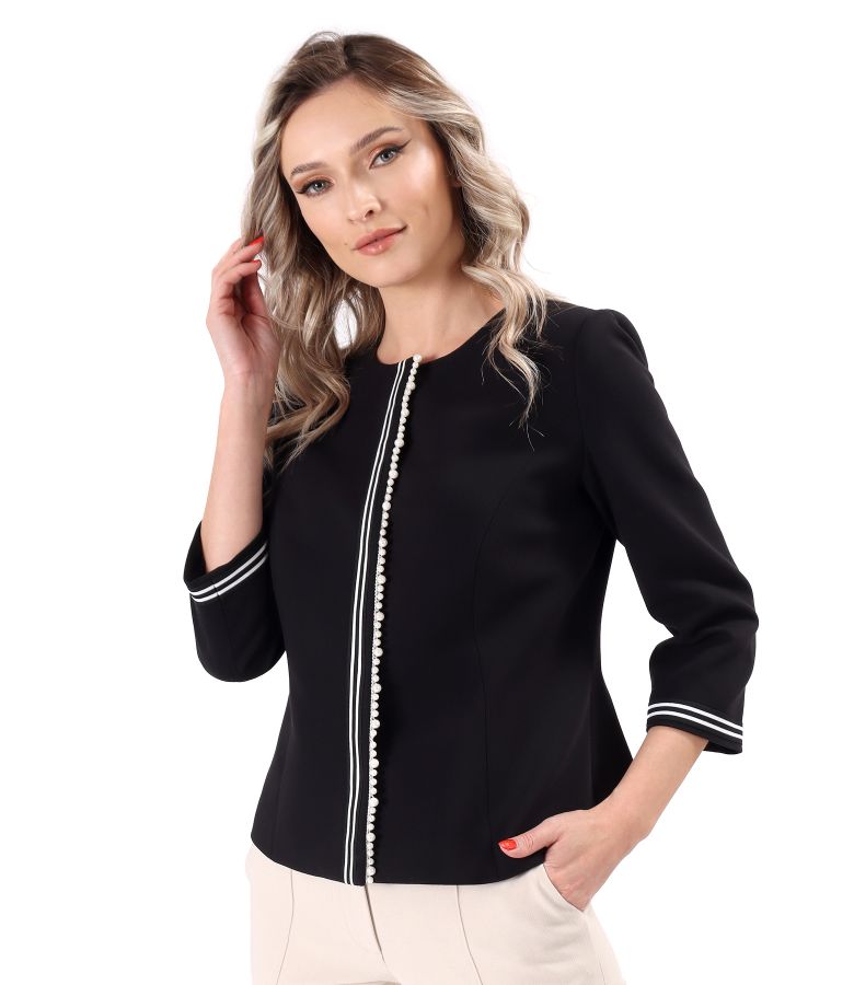 Elegant jacket with decorative pearls on the front