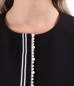 Elegant jacket with decorative pearls on the front