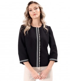 Elegant jacket with decorative pearls on the front