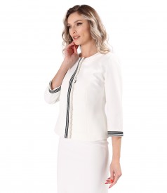 Elegant jacket with decorative pearls on the front