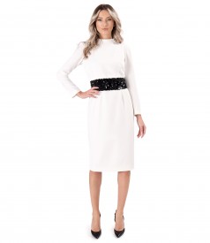 Office dress made of elastic fabric with long sleeves