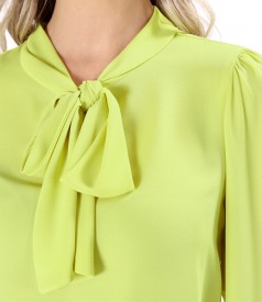 Blouse with long sleeves and scarf collar