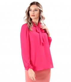 Blouse with long sleeves and scarf collar