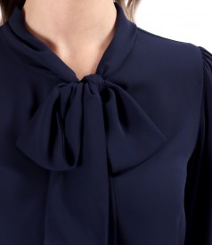 Blouse with long sleeves and scarf collar