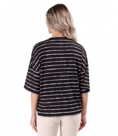 Elastic jersey blouse with stripes