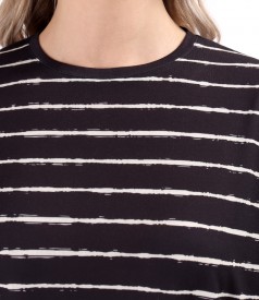 Elastic jersey blouse with stripes