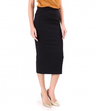 Midi tapered skirt in elastic fabric with viscose