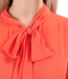 Blouse with long sleeves and scarf collar