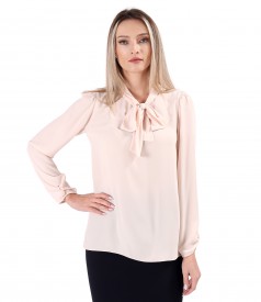 Blouse with long sleeves and scarf collar