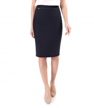 Office skirt with decorative seam in contrast