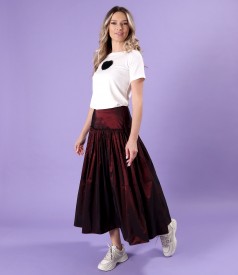 Midi skirt with taffeta frill