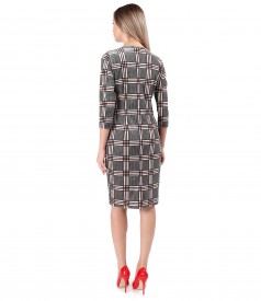 Elegant checkered elastic velvet dress