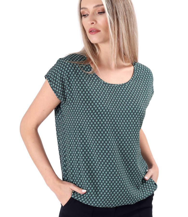 Viscose blouse printed with geometric motifs