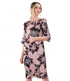 Natural silk dress printed with paisley motifs