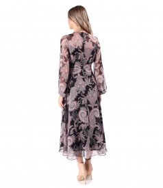 Digitally printed veil midi dress with paisley motifs