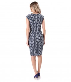 Elegant dress made of printed elastic cotton brocade