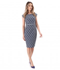 Elegant dress made of printed elastic cotton brocade