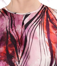 Digitally printed satin blouse with floral motifs