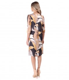 Digitally printed satin dress with floral motifs