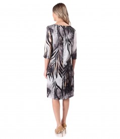 Digitally printed satin dress with floral motifs