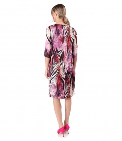 Digitally printed satin dress with floral motifs