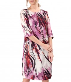 Digitally printed satin dress with floral motifs