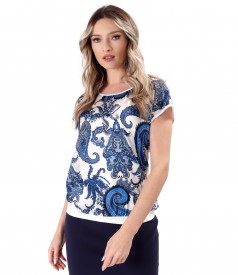 Casual blouse with viscose satin front