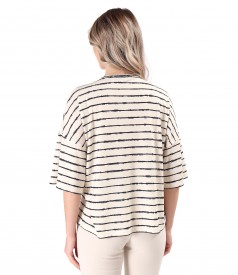 Elastic jersey blouse with stripes