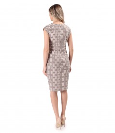 Elegant dress made of printed elastic cotton brocade