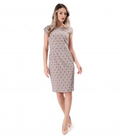 Elegant dress made of printed elastic cotton brocade