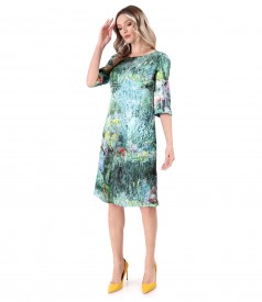 Digitally printed natural silk dress