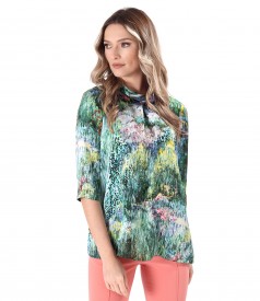 Digitally printed natural silk blouse