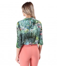 Digitally printed natural silk blouse