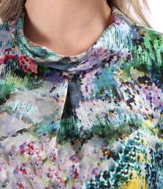 Digitally printed natural silk blouse