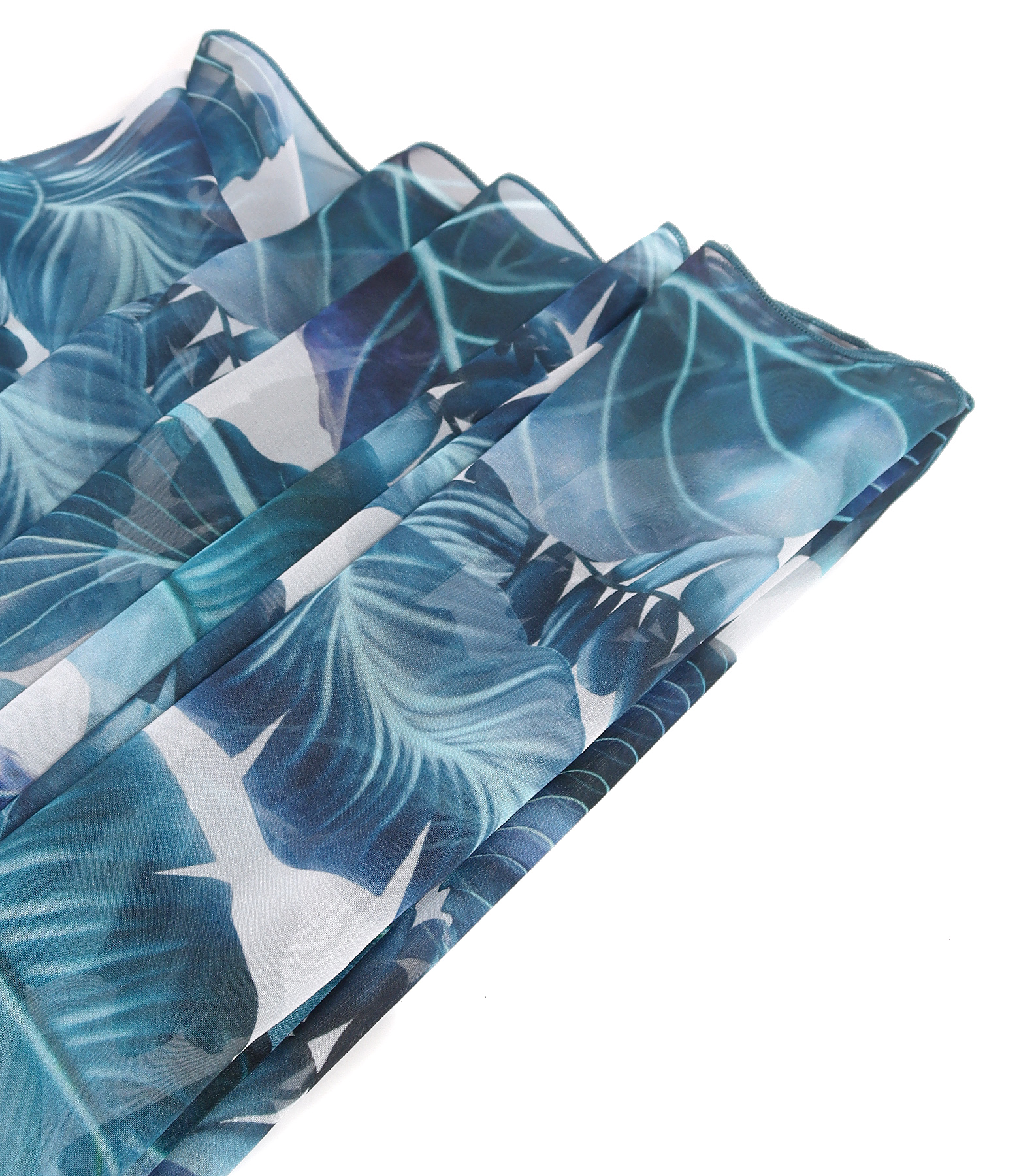 Digitally printed soft veil scarf with floral motifs