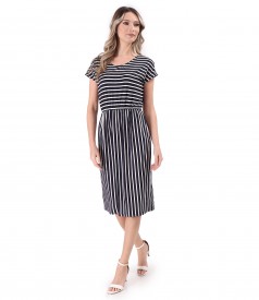 Elastic viscose jersey dress with stripes