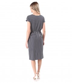 Elastic viscose jersey dress with stripes