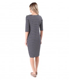 Elegant dress made of elastic viscose jersey with stripes