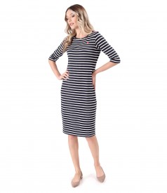 Elegant dress made of elastic viscose jersey with stripes