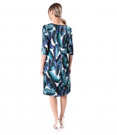 Natural silk dress printed with floral motifs