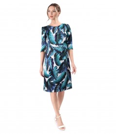 Natural silk dress printed with floral motifs