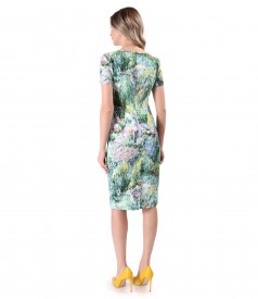 Tapered dress made of digitally printed elastic cotton