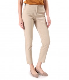 Elastic cotton pants with front pockets