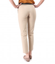 Elastic cotton pants with front pockets