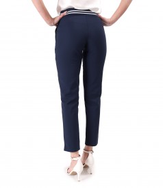 Elastic cotton pants with front pockets