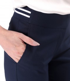 Elastic cotton pants with front pockets